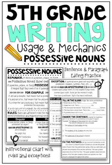 https://www.teacherspayteachers.com/Product/5th-Grade-Writing-Usage-Mechanics-Possessive-Nouns-3141372